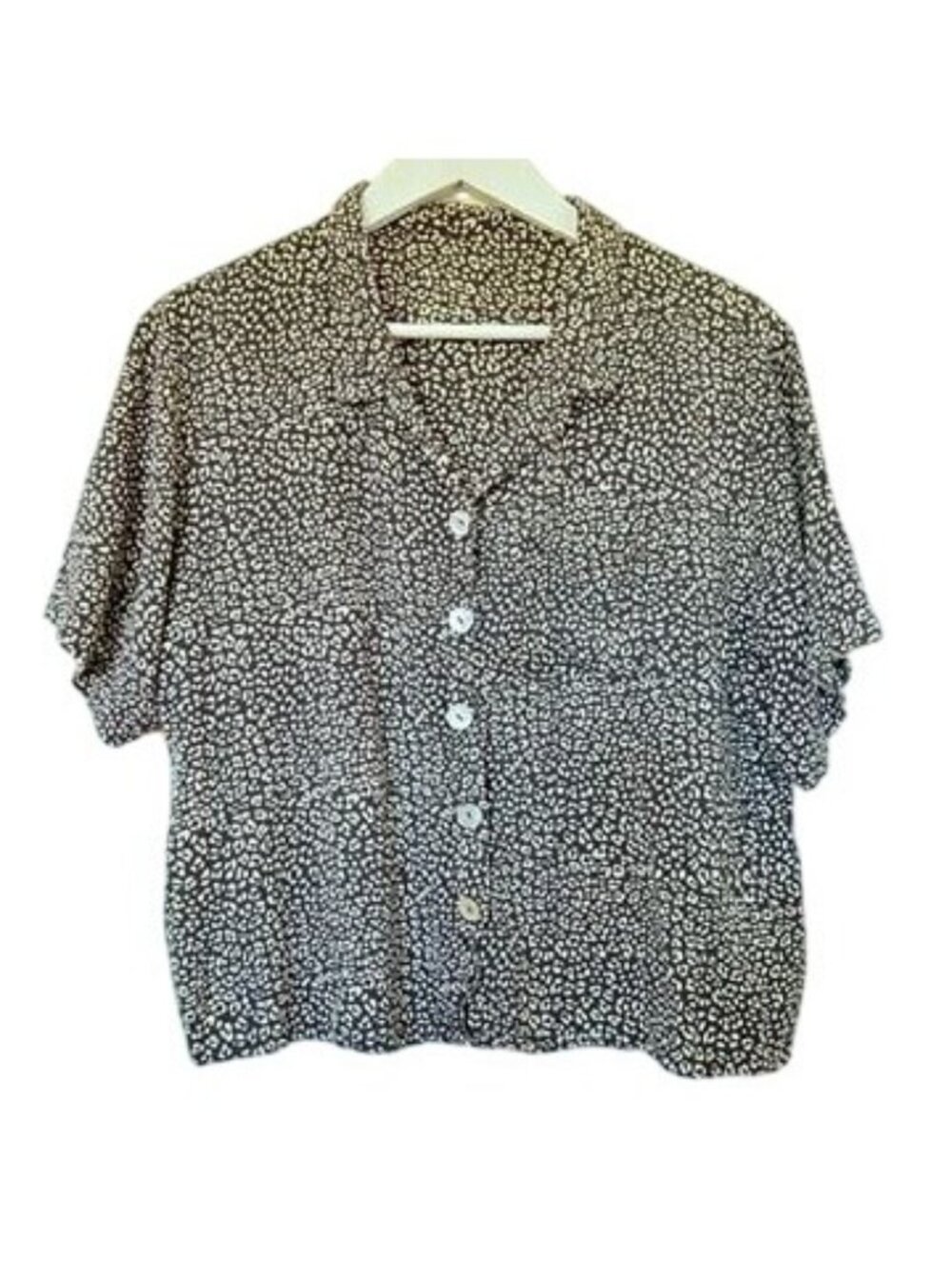 Anthropologie Beachgold Womens Sz S/M Top Rayon Leopard Print Camp Shirt - Picture 2 of 11